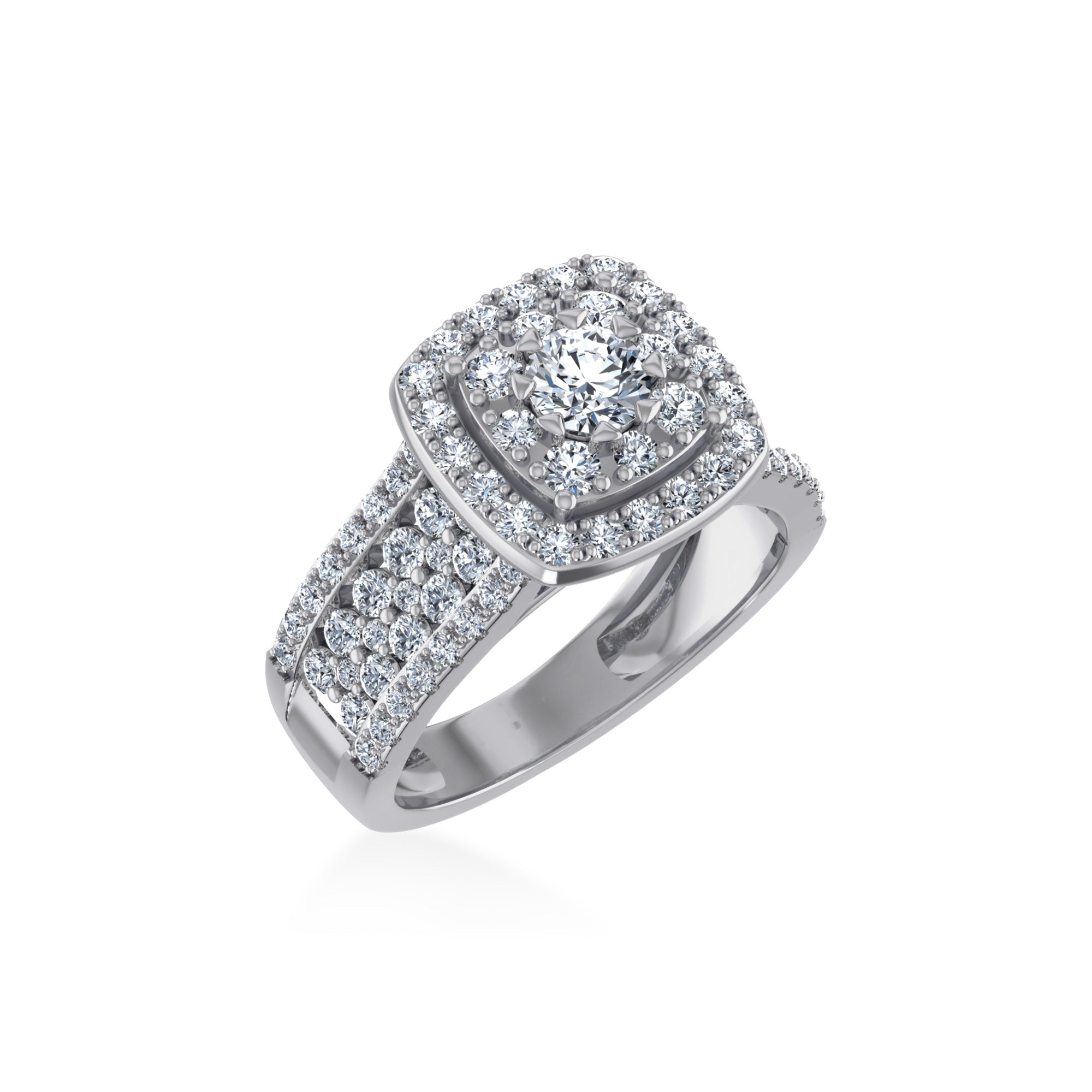 10K White Gold Moissanite Square Shape WoMen Size 7 Bridal Ring 1-7/8 Ctw