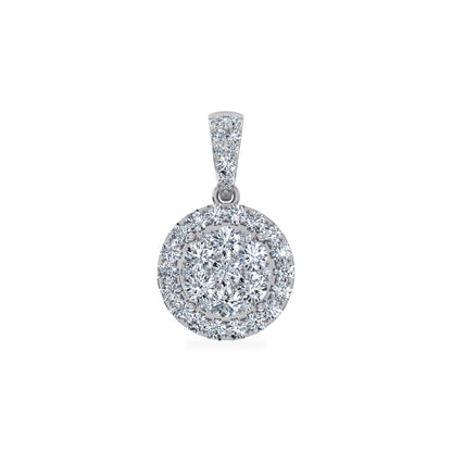 14K White Gold Moissanite Round Shape WoMen Designer Pendants 7/8 Ctw