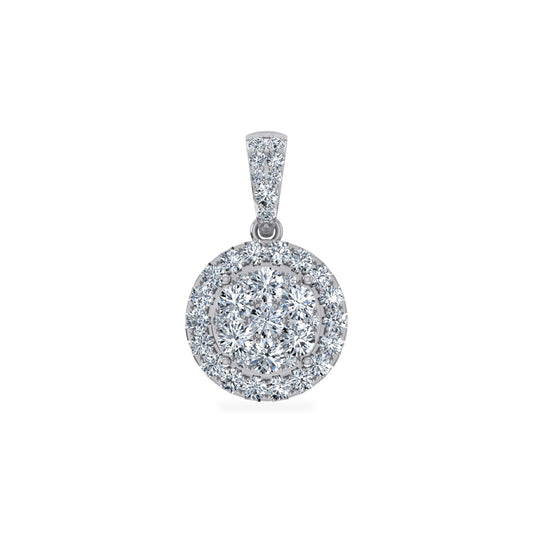 14K White Gold Moissanite Round Shape WoMen Designer Pendants 7/8 Ctw