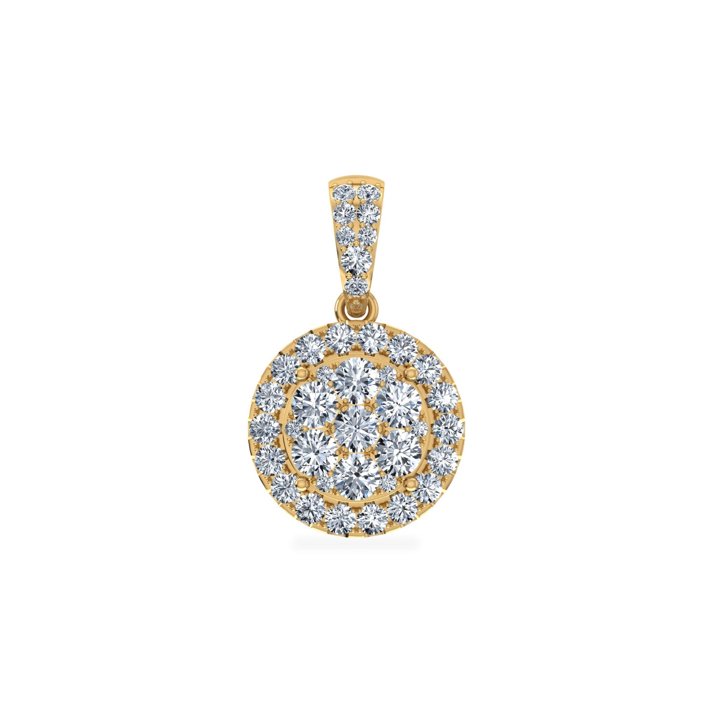 14K Yellow Gold Moissanite Round Shape WoMen Designer Pendants 7/8 Ctw