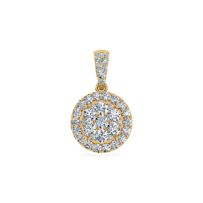 14K Yellow Gold Moissanite Round Shape WoMen Designer Pendants 7/8 Ctw