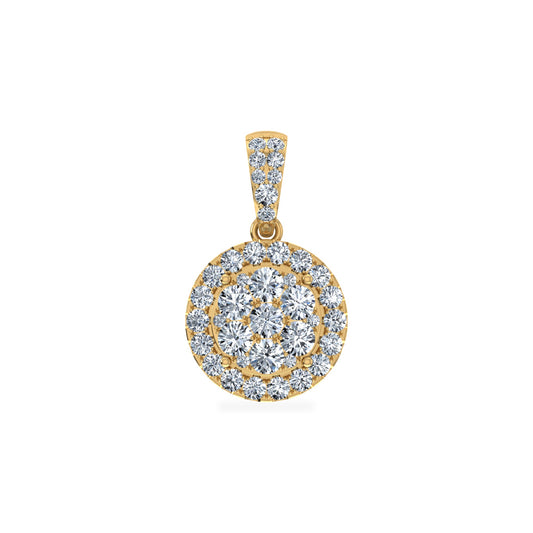 14K Yellow Gold Moissanite Round Shape WoMen Designer Pendants 7/8 Ctw