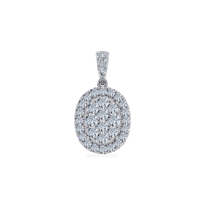 14K White Gold Moissanite Oval Shape Halo Floral WoMen Designer Pendants 1-1/4 Ctw
