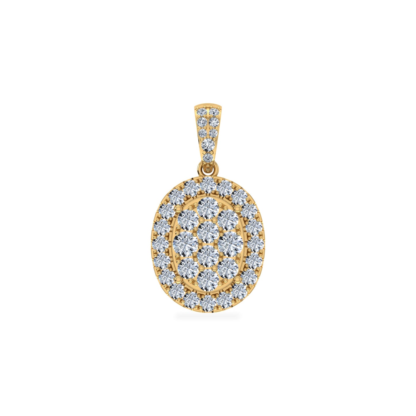 14K Yellow Gold Moissanite Oval Shape Halo Floral WoMen Designer Pendants 1-1/4 Ctw