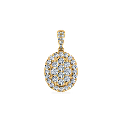 14K Yellow Gold Moissanite Oval Shape Halo Floral WoMen Designer Pendants 1-1/4 Ctw