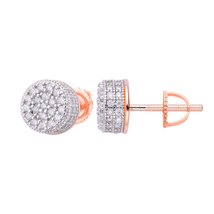 Sterling Silver Round Moissanite Cluster Designer Stud Earrings 7/8 Ctw