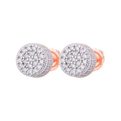 Sterling Silver Round Moissanite Cluster Designer Stud Earrings 7/8 Ctw