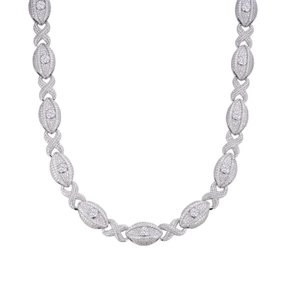Sterling Silver Round Moissanite Infinity Eye 22 Inch Designer Necklace 38-1/2 Ctw