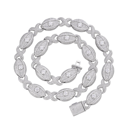 Sterling Silver Round Moissanite Infinity Eye 22 Inch Designer Necklace 38-1/2 Ctw
