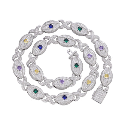 Sterling Silver Round Moissanite Infinity Eye 22 Inch Designer Necklace Multicolor 38-1/2 Ctw