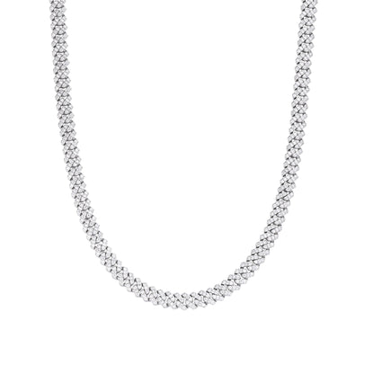 Sterling Silver 6mm Round Moissanite Cuban 22 Inch Necklace 5-3/8 Ctw