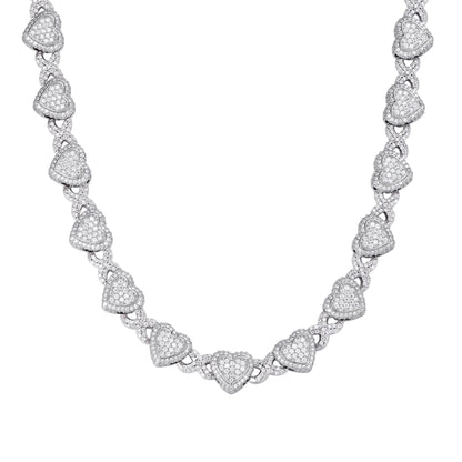 Sterling Silver Round Moissanite Infinity Heart Designer 18 Inch Necklace 19 Ctw