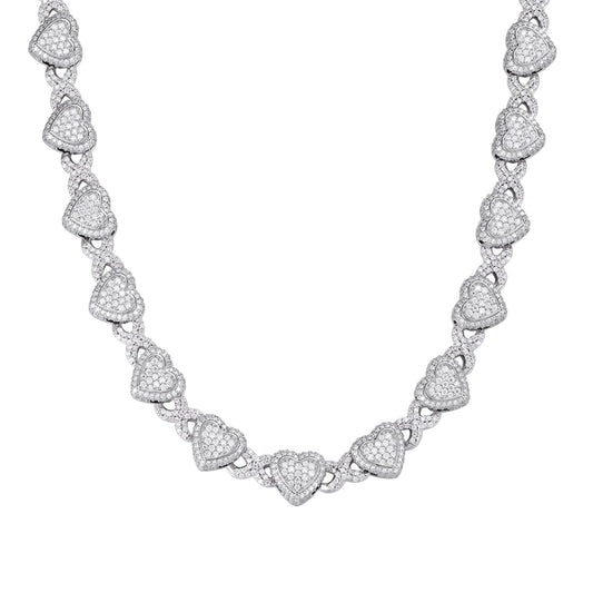Sterling Silver Round Moissanite Infinity Heart Designer 18 Inch Necklace 19 Ctw