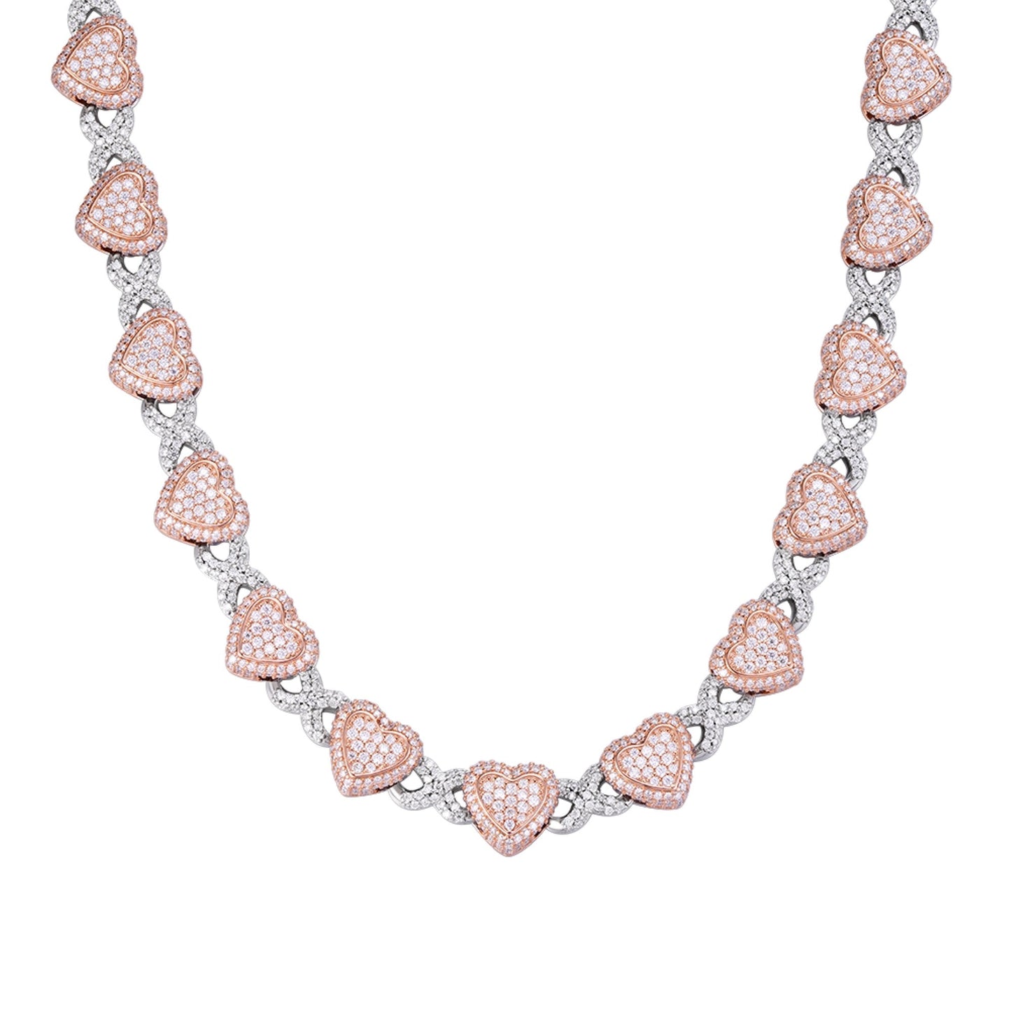Sterling Silver Round Moissanite Infinity Heart Designer 18 Inch Necklace 19 Ctw