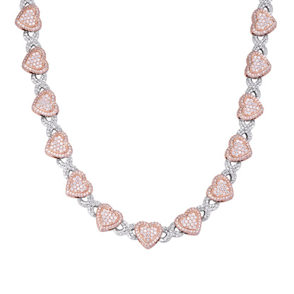Sterling Silver Round Moissanite Infinity Heart Designer 18 Inch Necklace 19 Ctw