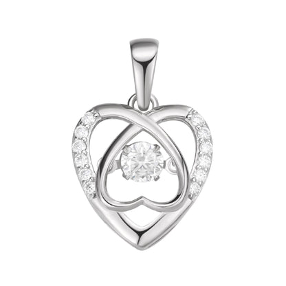 Sterling Silver Round Moissanite Infinity Heart Designer Pendant 3/8 Ctw