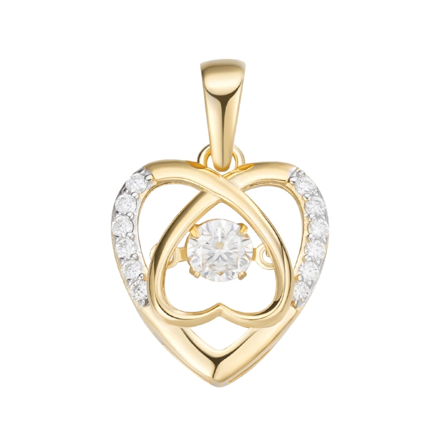 Sterling Silver Round Moissanite Infinity Heart Designer Pendant 3/8 Ctw