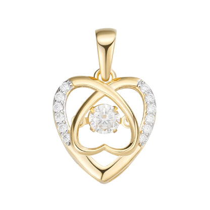 Sterling Silver Round Moissanite Infinity Heart Designer Pendant 3/8 Ctw