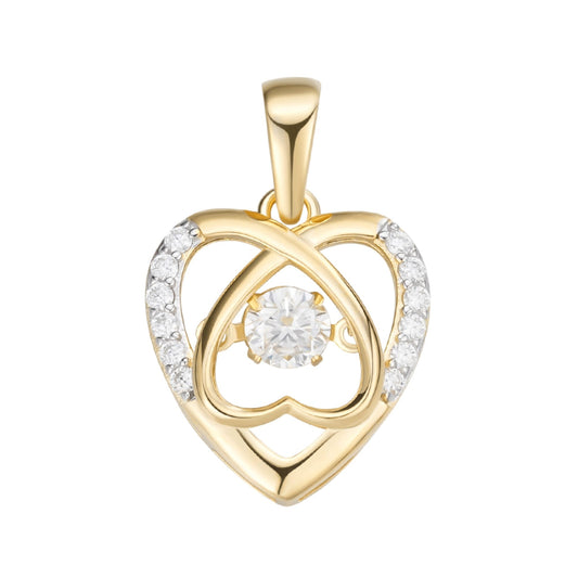 Sterling Silver Round Moissanite Infinity Heart Designer Pendant 3/8 Ctw