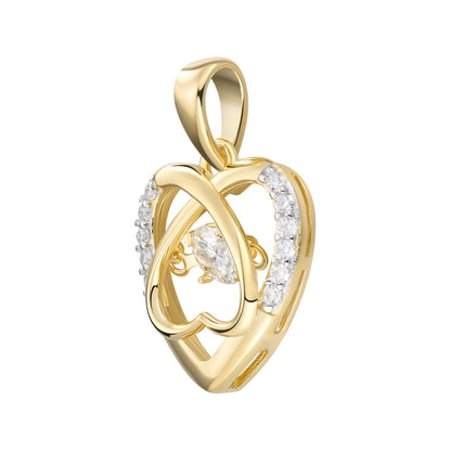 Sterling Silver Round Moissanite Infinity Heart Designer Pendant 3/8 Ctw