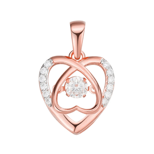 Sterling Silver Round Moissanite Infinity Heart Designer Pendant 3/8 Ctw