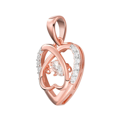 Sterling Silver Round Moissanite Infinity Heart Designer Pendant 3/8 Ctw