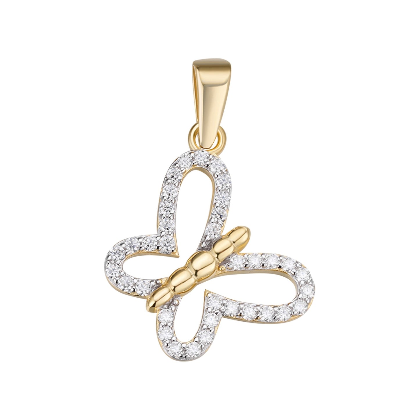Sterling Silver Round Moissanite Butterfly Animal Pendant 1/3 Ctw