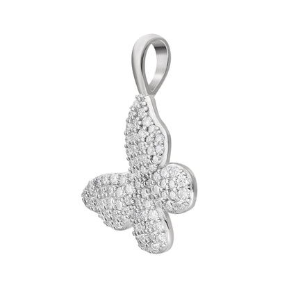 Sterling Silver Round Moissanite Butterfly Animal Pendant 5/8 Ctw