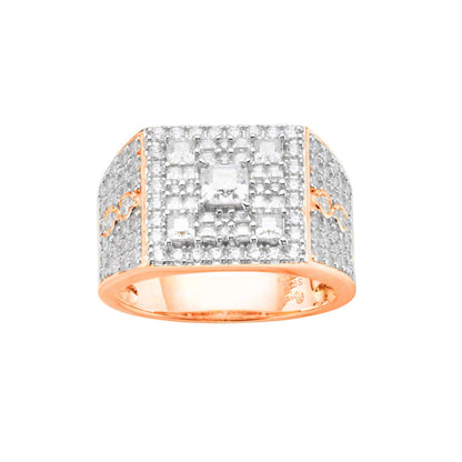 Sterling Silver Round Baguette Moissanite Square Shape Designer Size 9 Men Ring 2-3/8 Ctw