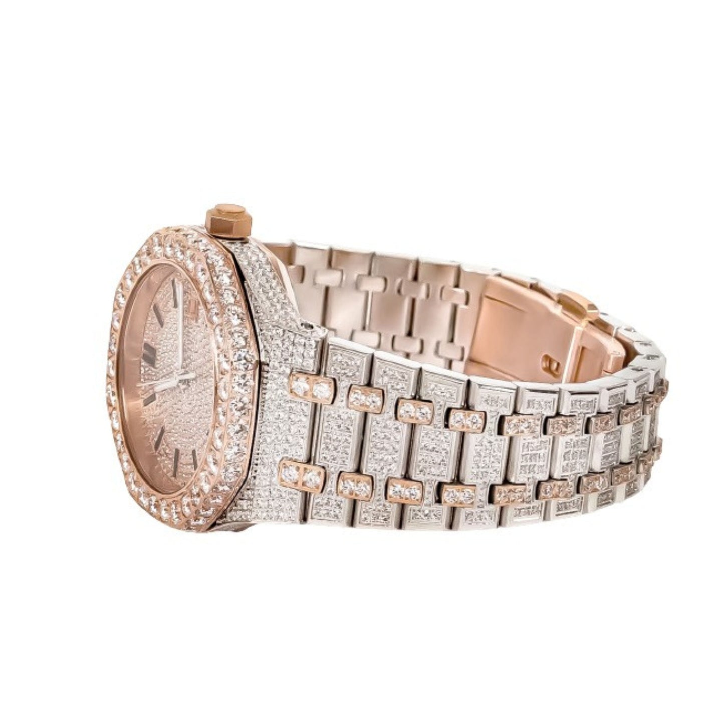 Moissanite Stainless Steel Watch Two Tone Steel Band 22-1/3 Ctw