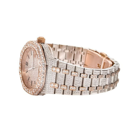 Moissanite Stainless Steel Watch Two Tone Steel Band 22-1/3 Ctw