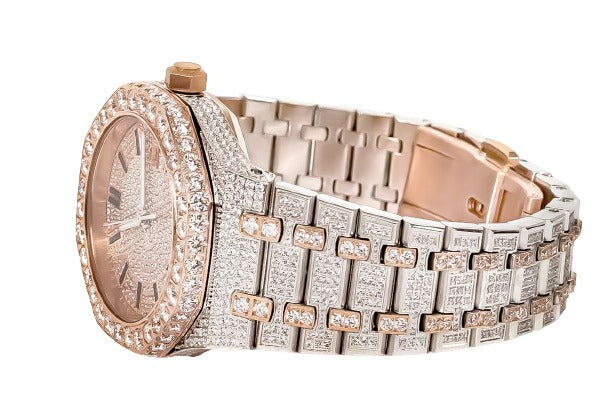 Moissanite Stainless Steel Watch Two Tone Steel Band 22-1/3 Ctw
