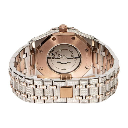 Moissanite Stainless Steel Watch Two Tone Steel Band 22-1/3 Ctw