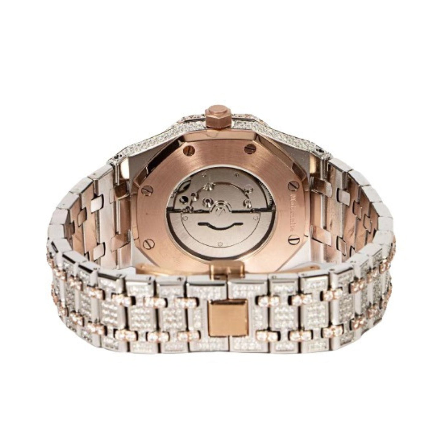 Moissanite Stainless Steel Watch Two Tone Steel Band 22-1/3 Ctw