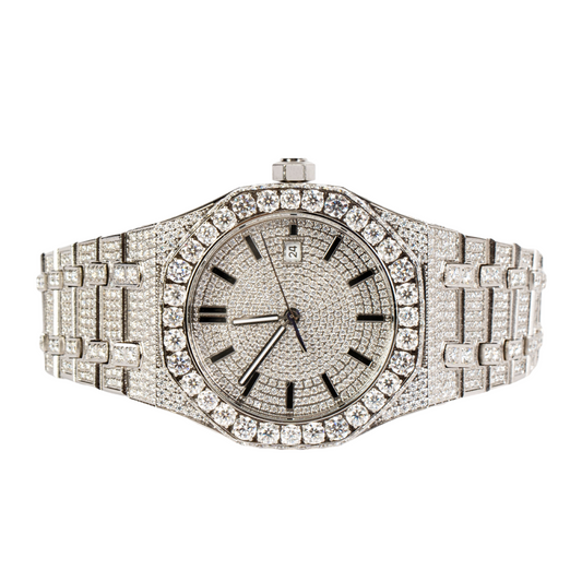 Moissanite Stainless Steel White Band Men Watch 22-1/3 CT