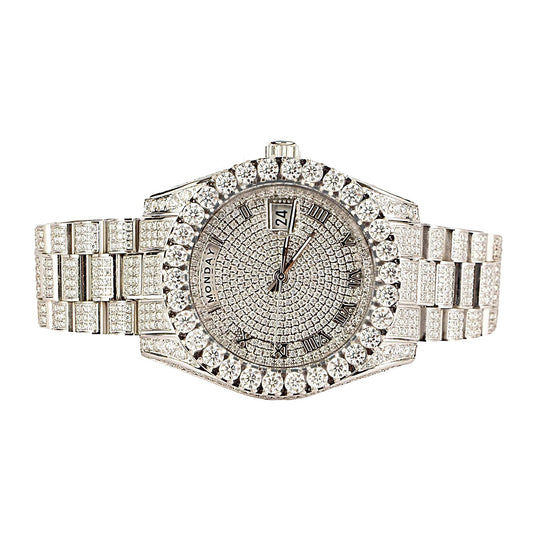 Moissanite Stainless Steel White Band Men Watch 17-1/3 CT