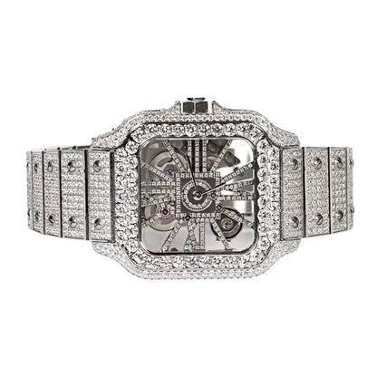 Moissanite Stainless Steel White Band Men Watch 20-1/5 Ctw