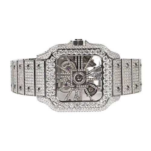 Moissanite Stainless Steel White Band Men Watch 20-1/5 Ctw