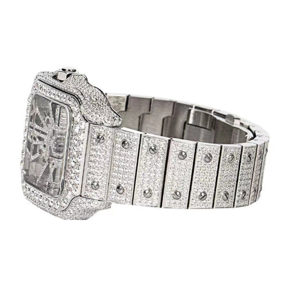 Moissanite Stainless Steel White Band Men Watch 20-1/5 Ctw