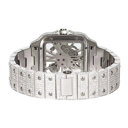 Moissanite Stainless Steel White Band Men Watch 20-1/5 Ctw