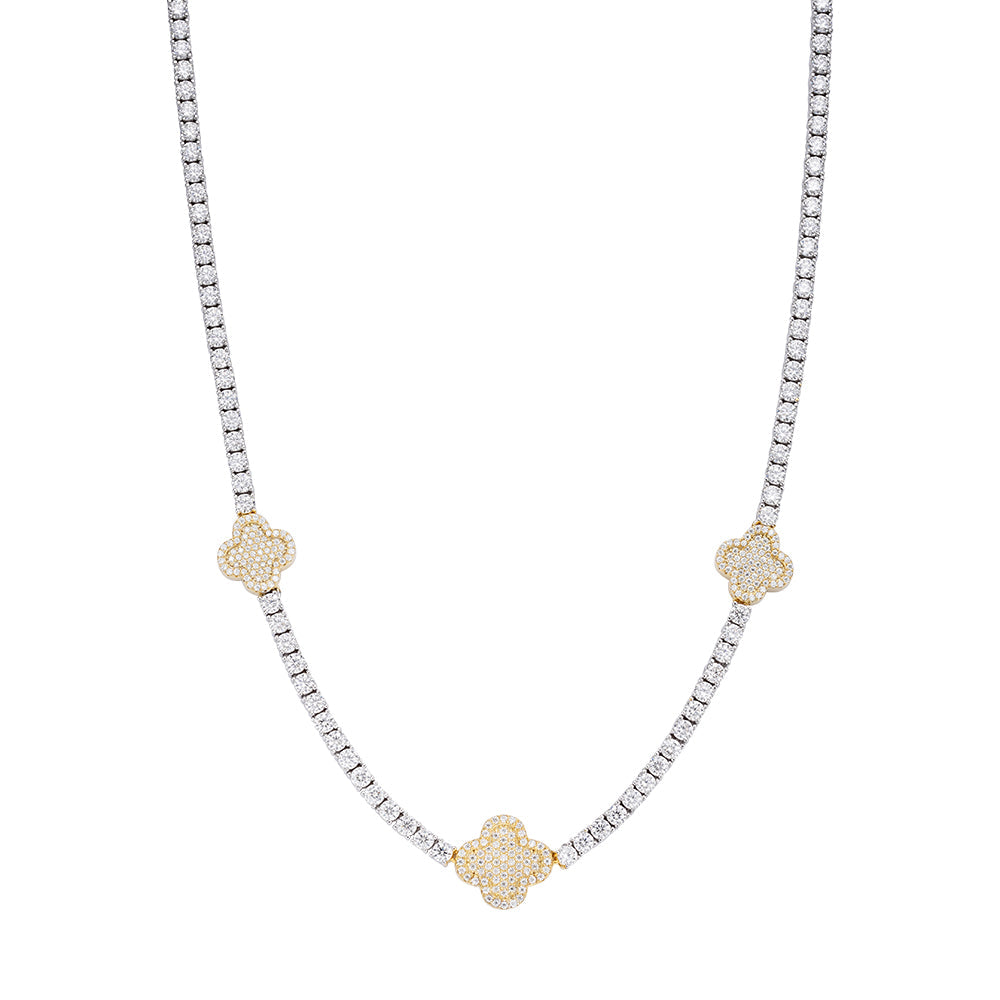 Sterling Silver Round Moissanite 15mm Designer With 3mm Tennis Chain 18 Inch Necklace 1 Ctw