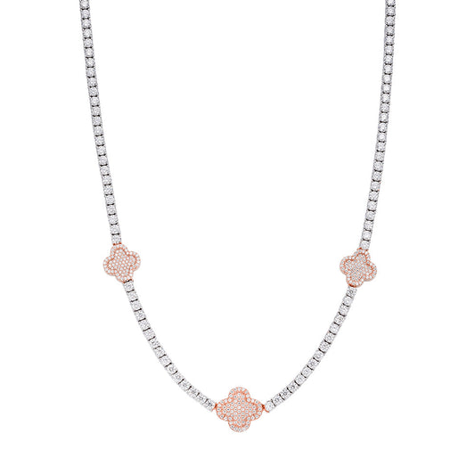 Sterling Silver Round Moissanite 15mm Designer With 3mm Tennis Chain 18 Inch Necklace 1 Ctw