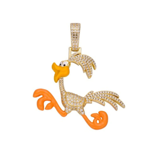 Sterling Silver Moissanite Enamel Bird Animal Pendant  7/8 Ctw