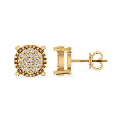 10K Yellow Gold Round Shape Diamond Stud Earrings 1/10 Ctw