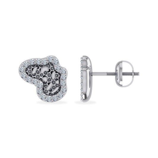 10K White Gold Nugget Diamond Stud Earrings 1/10 Ctw