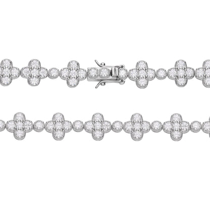 Sterling Silver Round Moissanite Designer Bracelet 8.5 Inch 7-1/3 Ctw