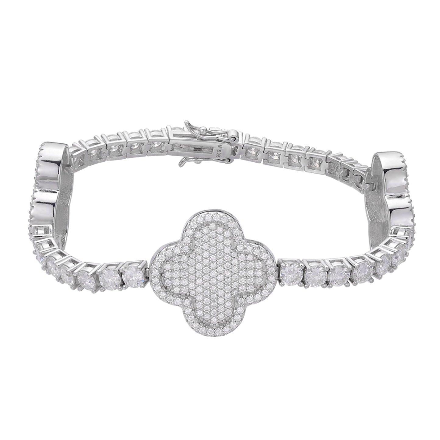 Sterling Silver Round Moissanite Designer Bracelet 8.5 Inch 16-5/8 Ctw