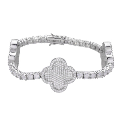 Sterling Silver Round Moissanite Designer Bracelet 8.5 Inch 16-5/8 Ctw