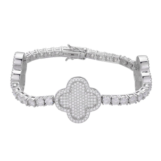 Sterling Silver Round Moissanite Designer Bracelet 8.5 Inch 16-5/8 Ctw