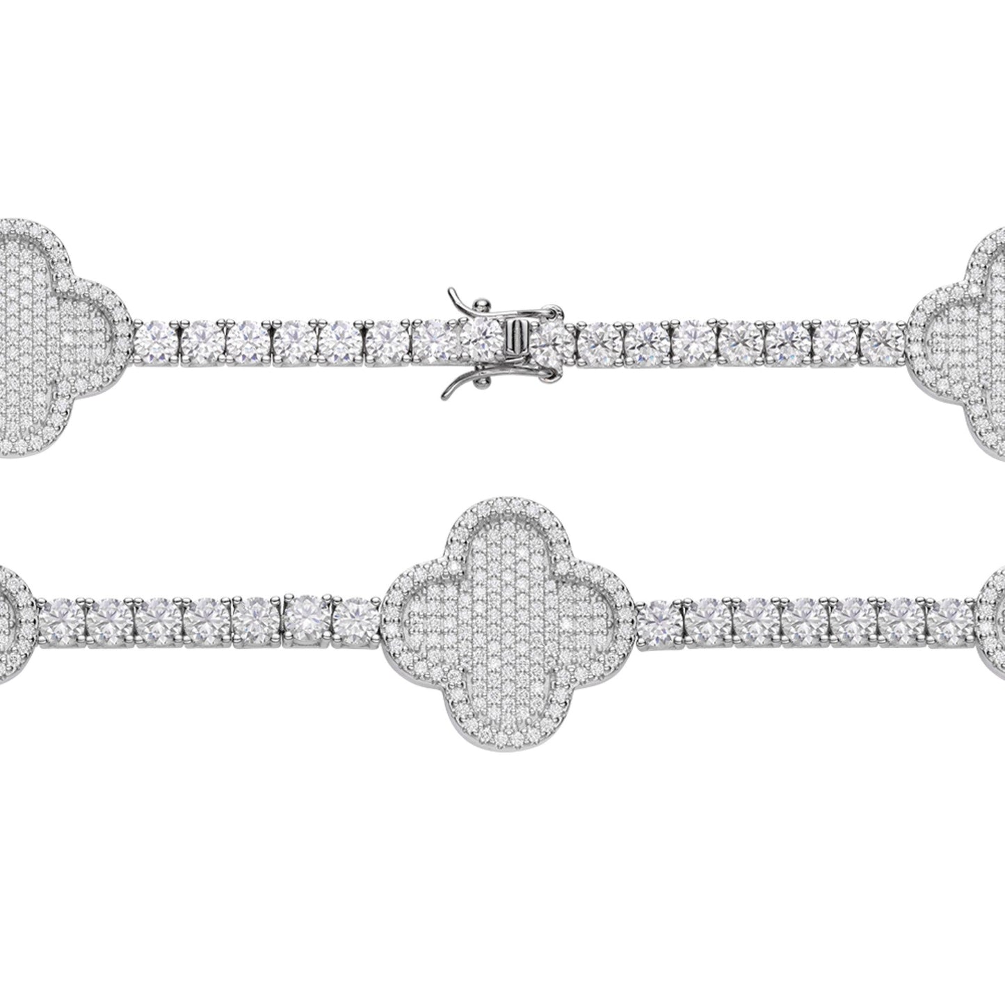 Sterling Silver Round Moissanite Designer Bracelet 8.5 Inch 16-5/8 Ctw